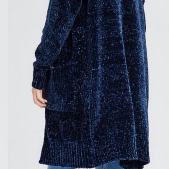 EMORY Chenille Long Line Cardigan Midnight Blue - Picture 8 of 10